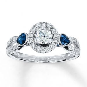 Kay Jewelers Diamond Sapphire Ring Round-cut 14K White Gold - Engagement Rings.jpg